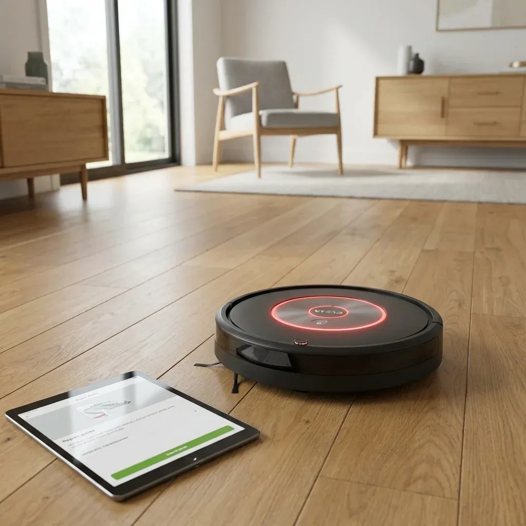 iRobot Roomba with a flashing red light indicator