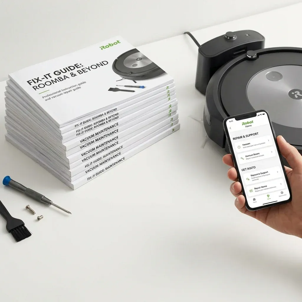 Stack of iRobot Roomba instruction booklets