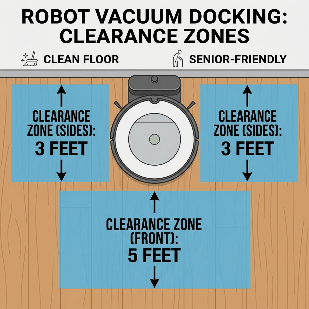 Diagram showing 3ft clearance on sides and 5ft in front