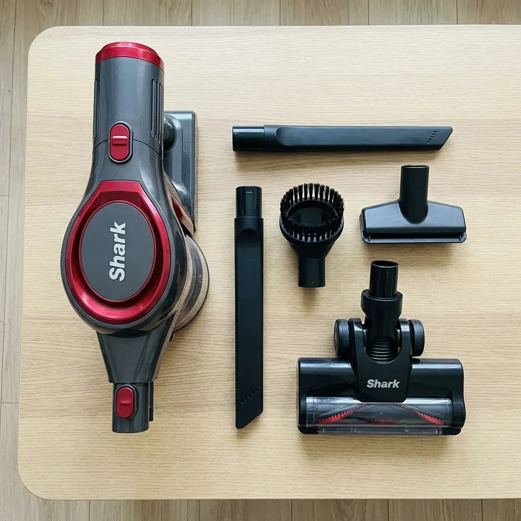 Various vacuum attachments like crevice tools and dust brushes